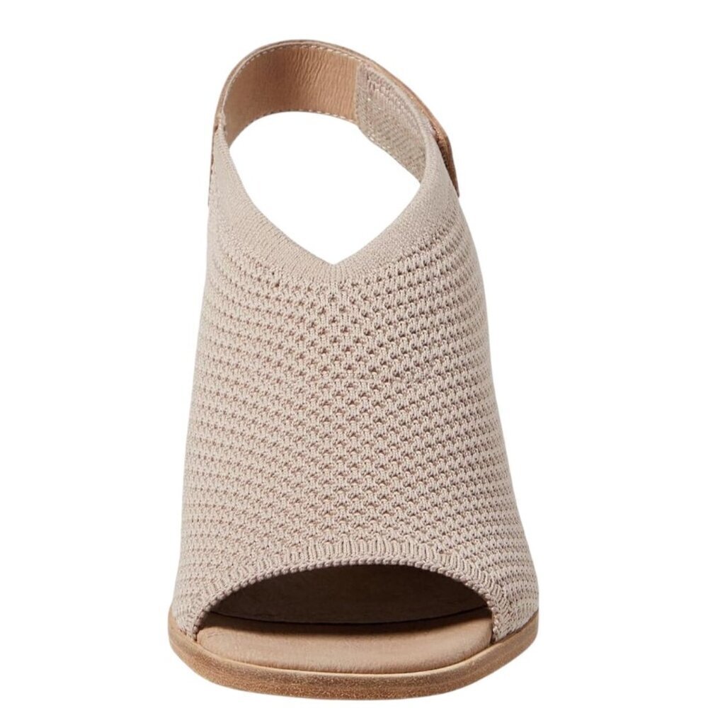 Eileen Fisher Avil Suede Stretch Woven Peep Toe Heels Blush 9 New in Box - Picture 4 of 10